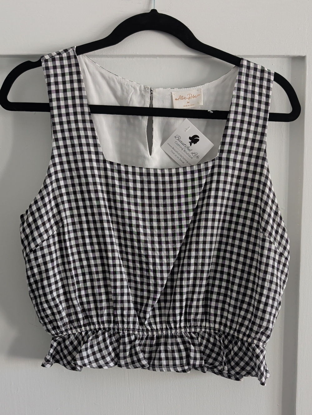 NWT Black & White Gingham Crop Top